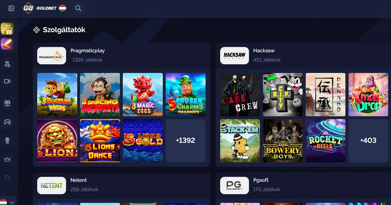 Goldbet Casino főoldal magyar felülettel